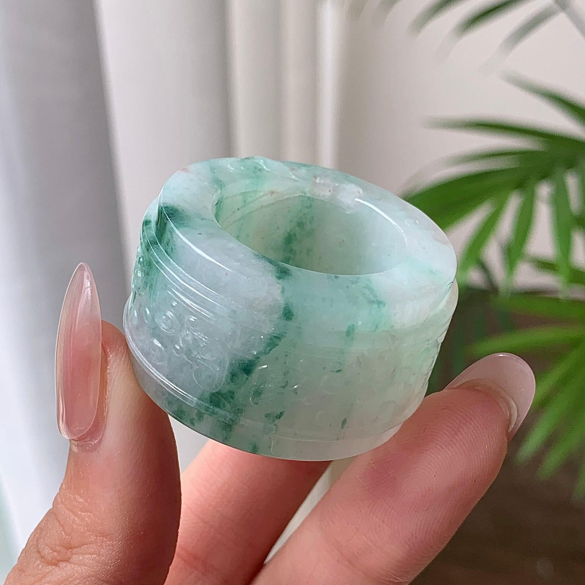 糯种飘花板戒 天然A货缅甸翡翠（yc693131）