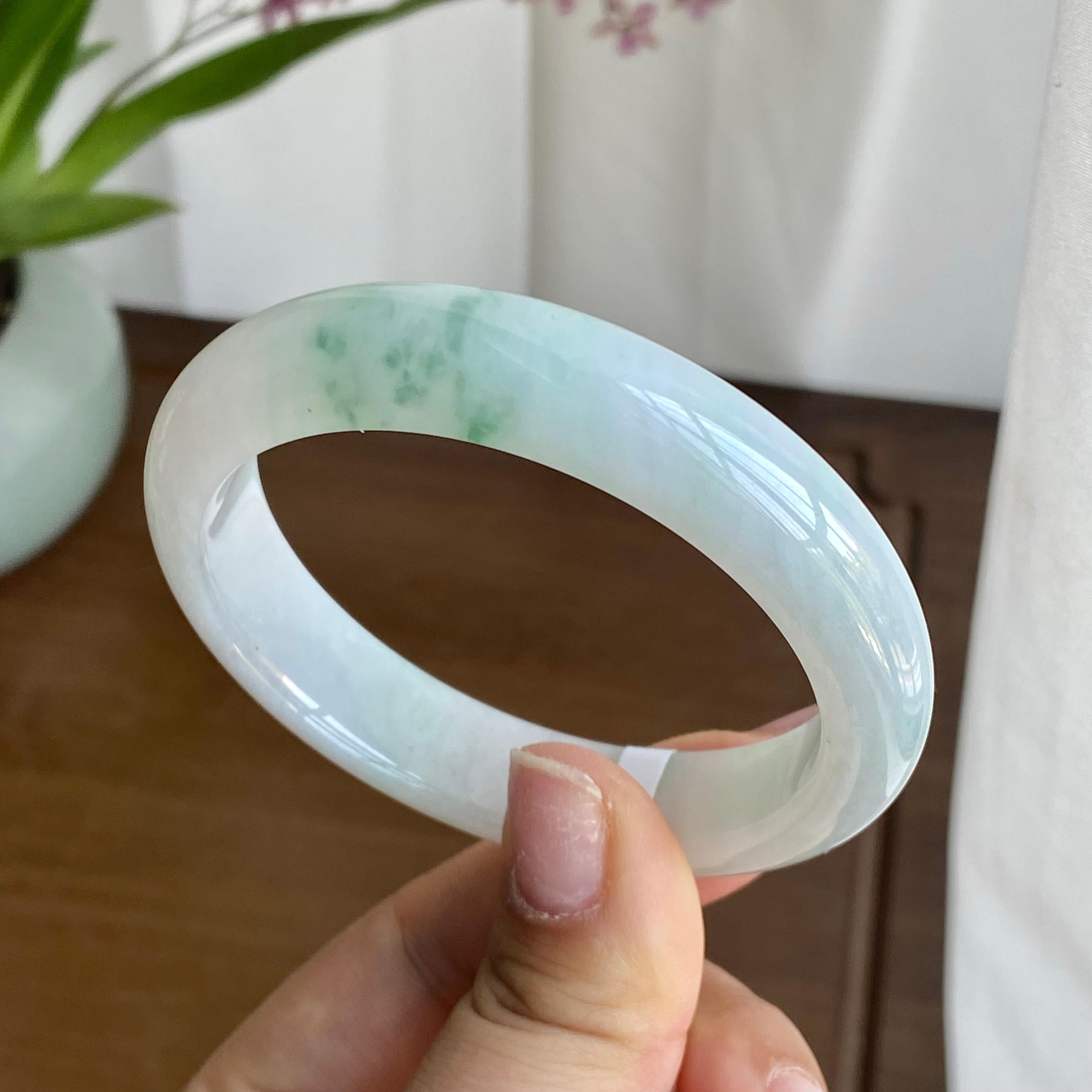 糯冰种飘花手镯（54圈）（yc298416）