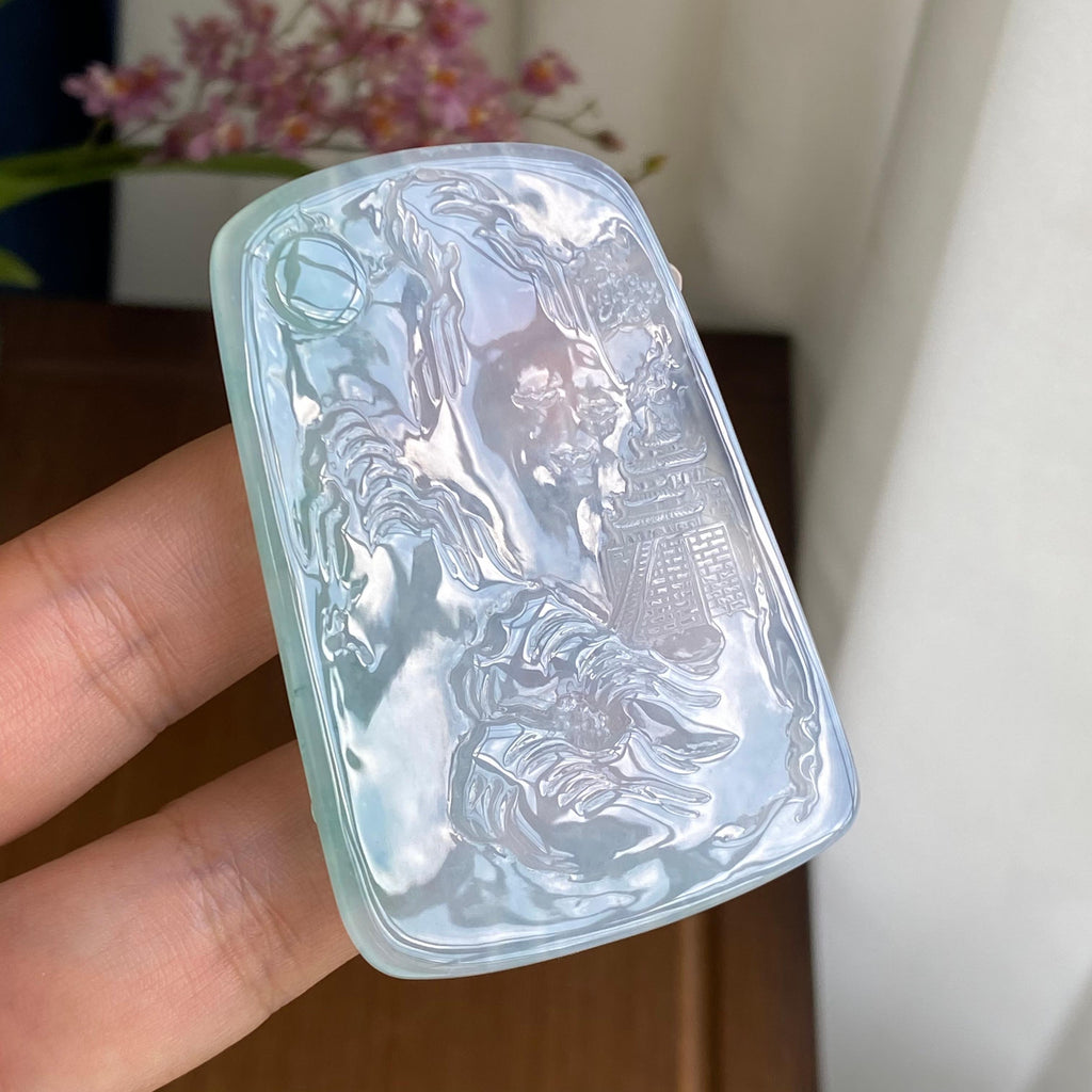 冰种飘花山水牌吊坠（yc296950）