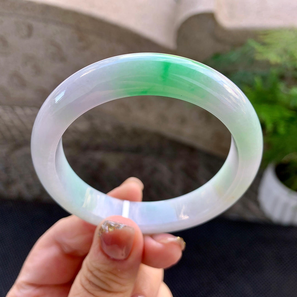 细糯种白底青平安镯（56.8mm）（yc273605）