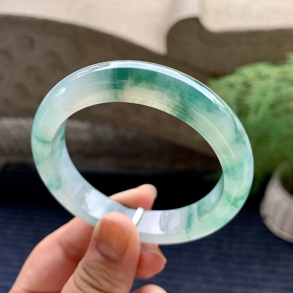 糯冰种飘花平安镯（56.6mm）（yc116152）