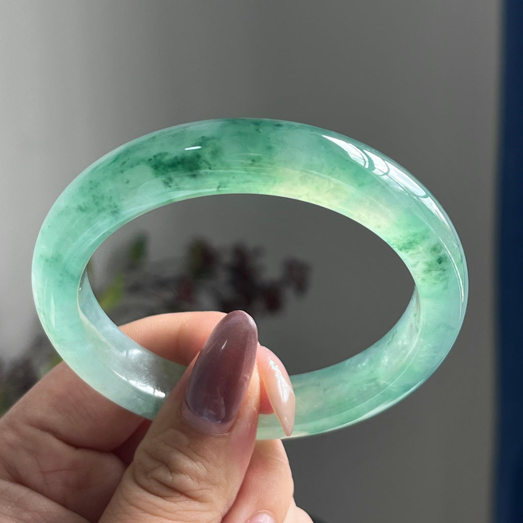 冰种飘花平安镯手镯（57圈）（yc197795）