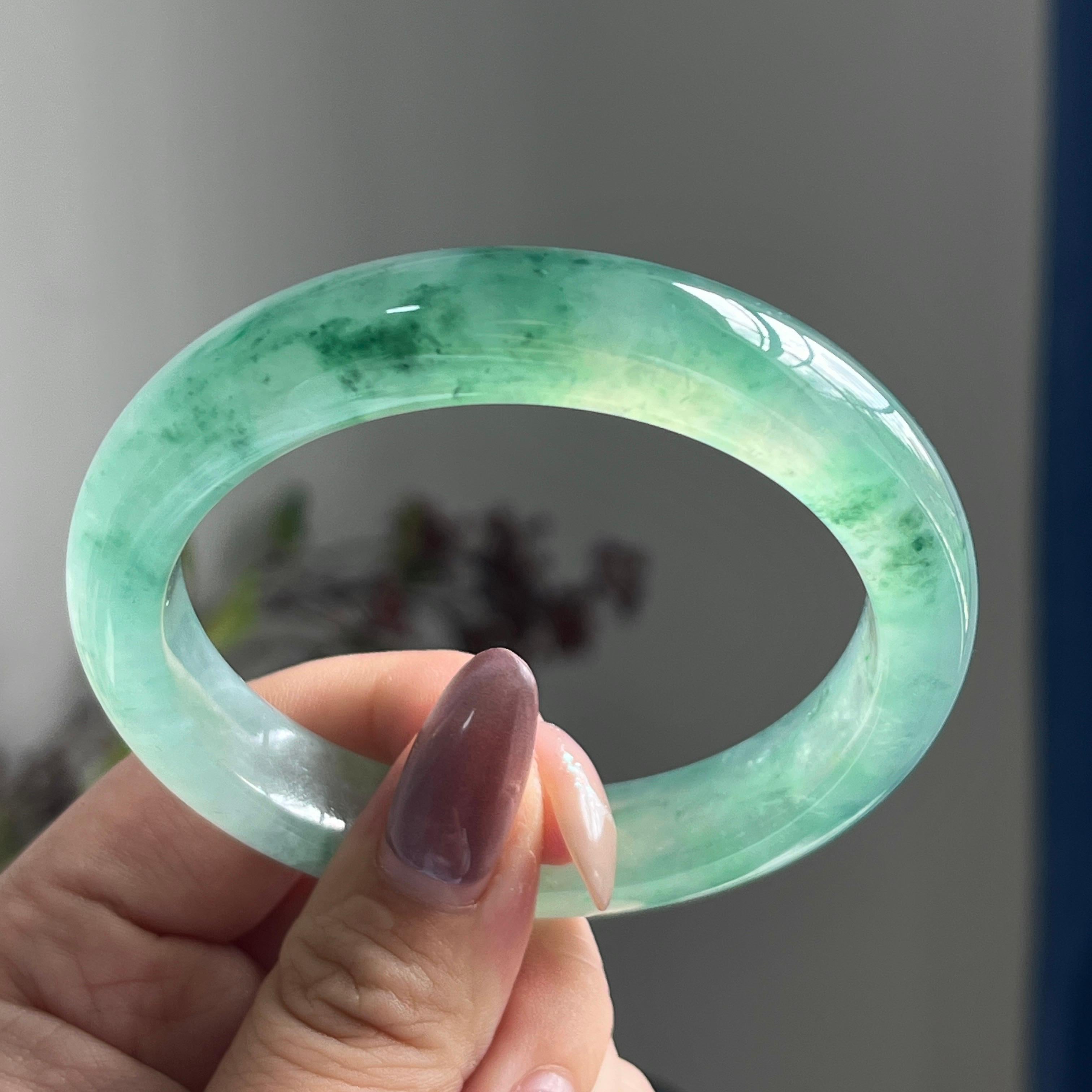 冰种飘花平安镯手镯（57圈）（yc197795）