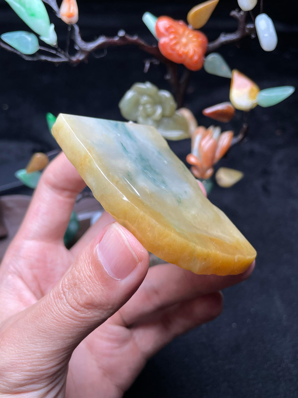 黄翡飘花随形牌子挂件料（yc709336）