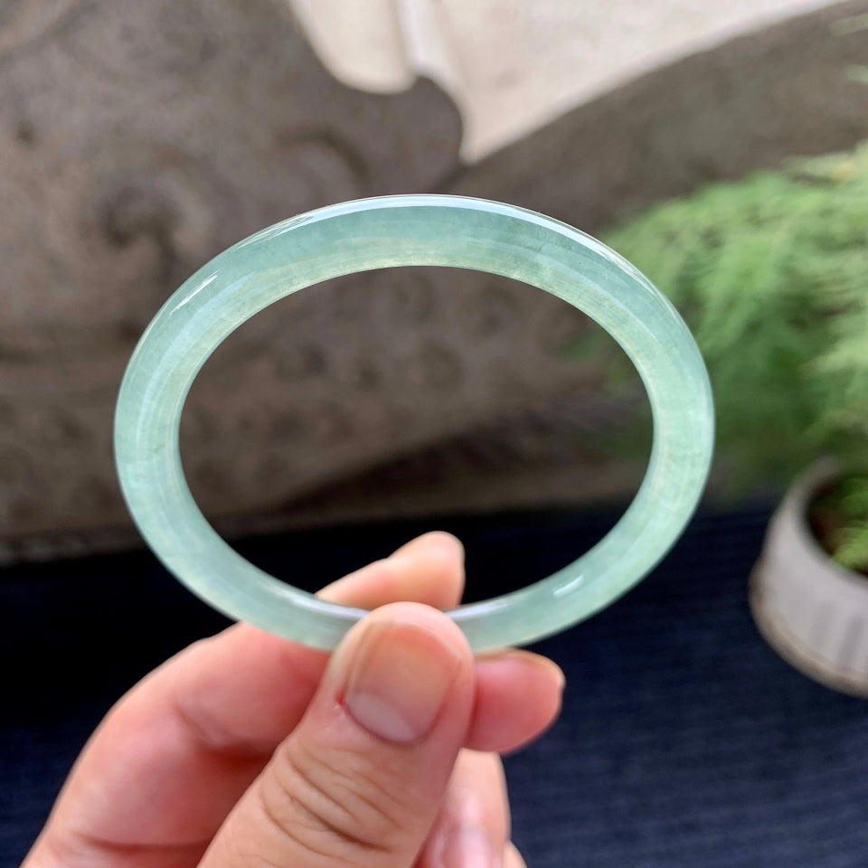 糯冰种晴水圆条手镯（53.3mm）（yc090917）