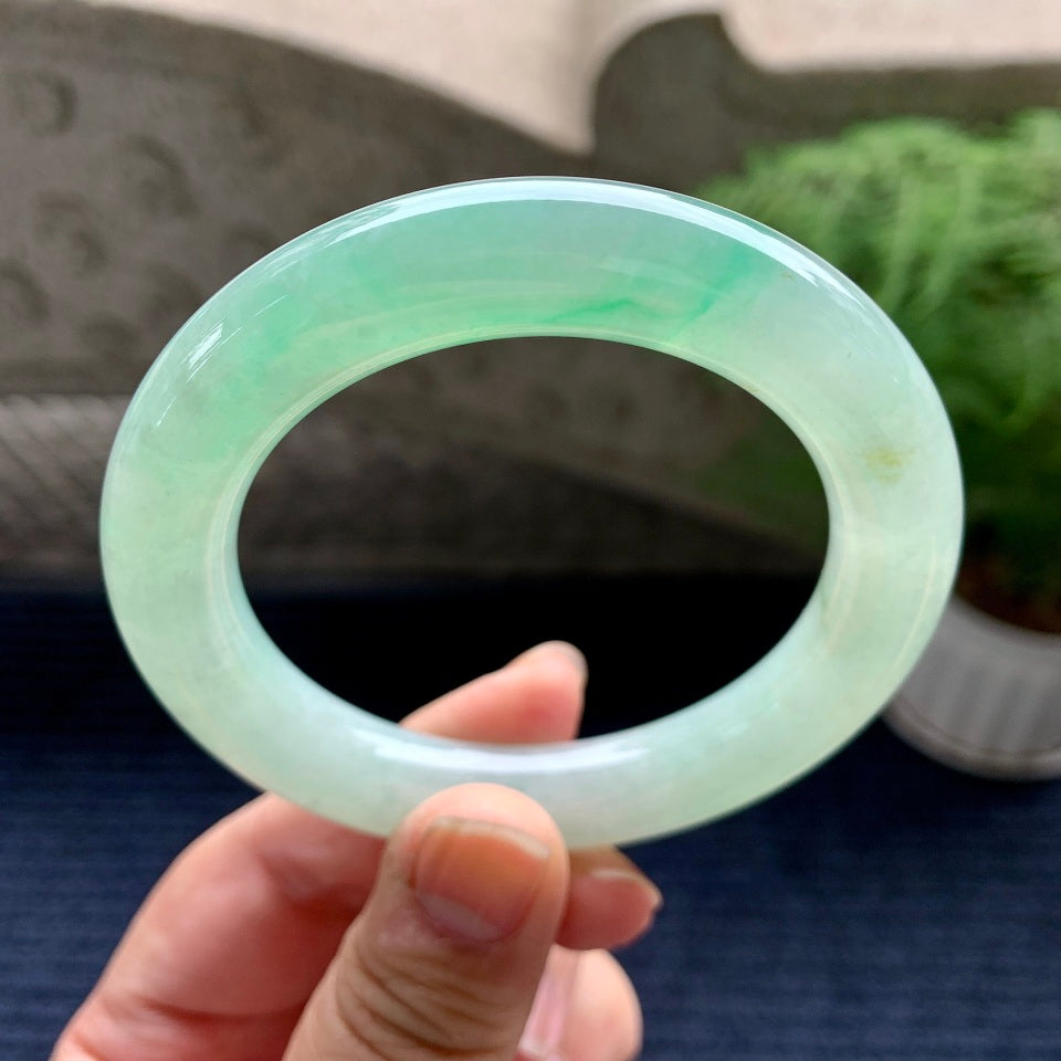糯冰种晴水圆条手镯（55mm）（yc081931）