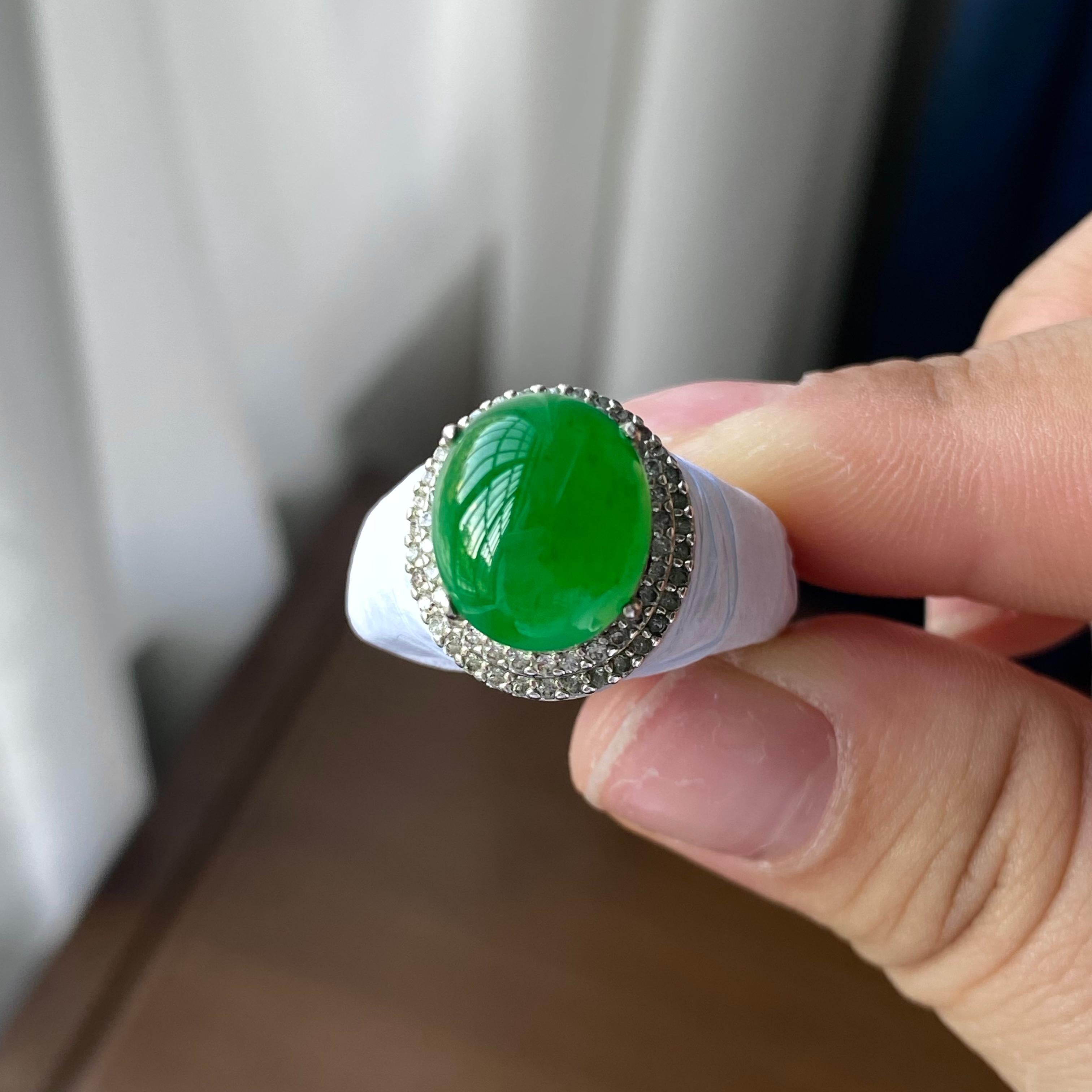 糯冰种满绿蛋面裸石（yc303866）