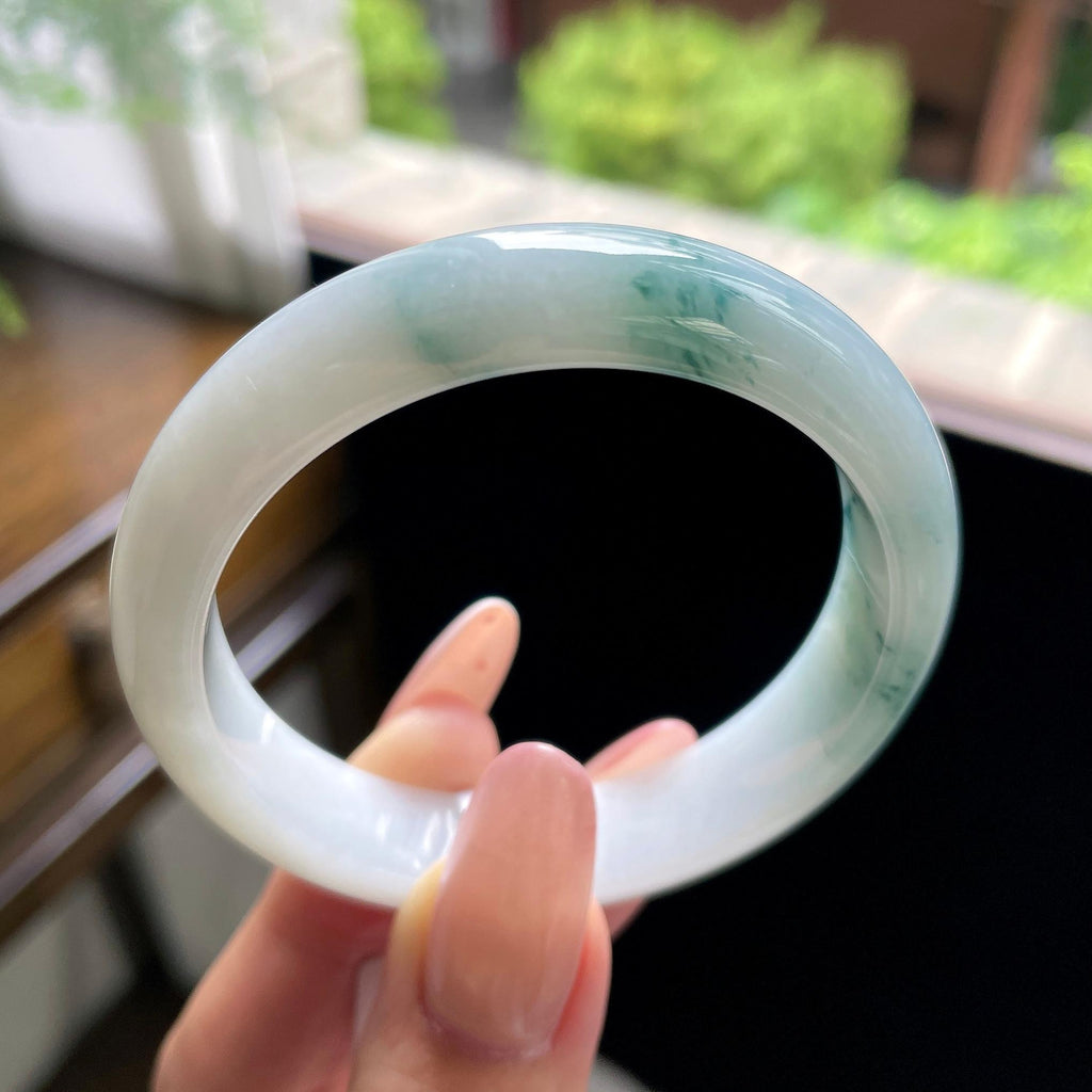 秒杀 细糯种蓝飘花正圈平安镯 52.2圈（yc709454）