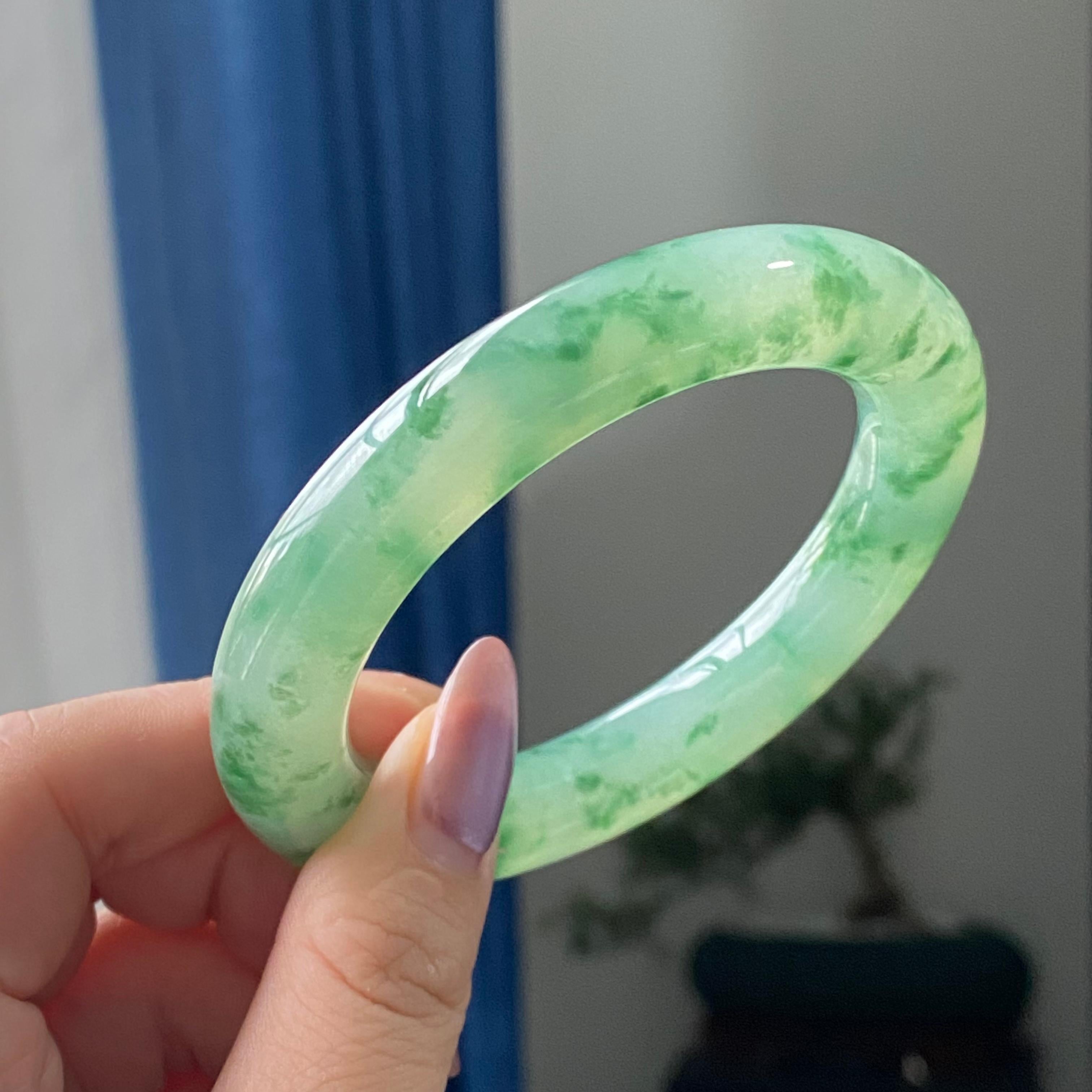 冰种飘花圆条手镯（57圈）（yc195754）