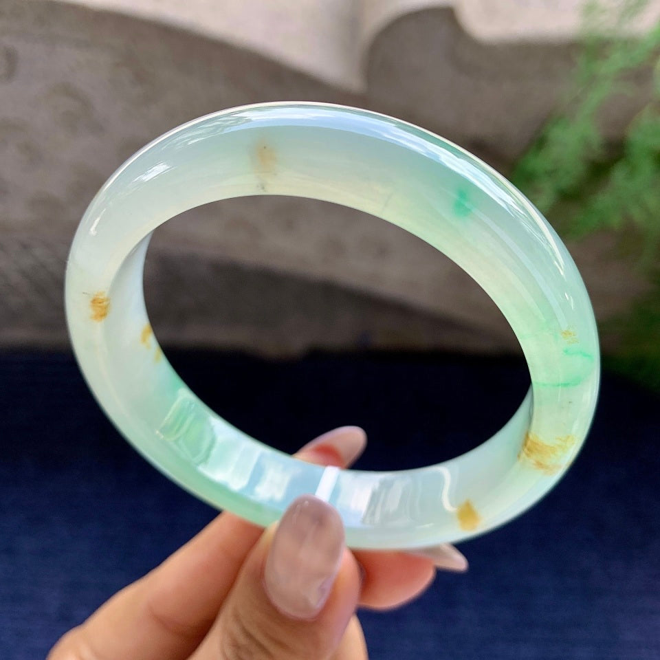 糯冰种晴水飘黄翡平安镯（58.8mm）（yc172334）