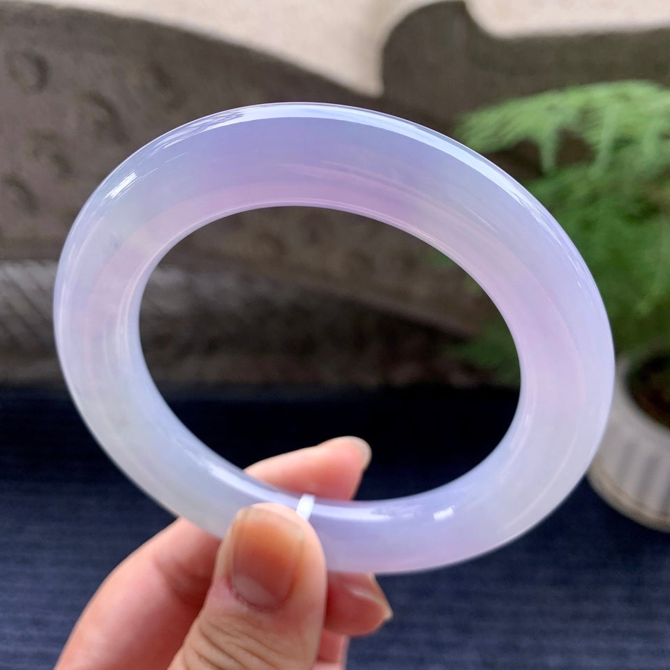 糯冰种紫罗兰圆条手镯（59mm）（yc096585）