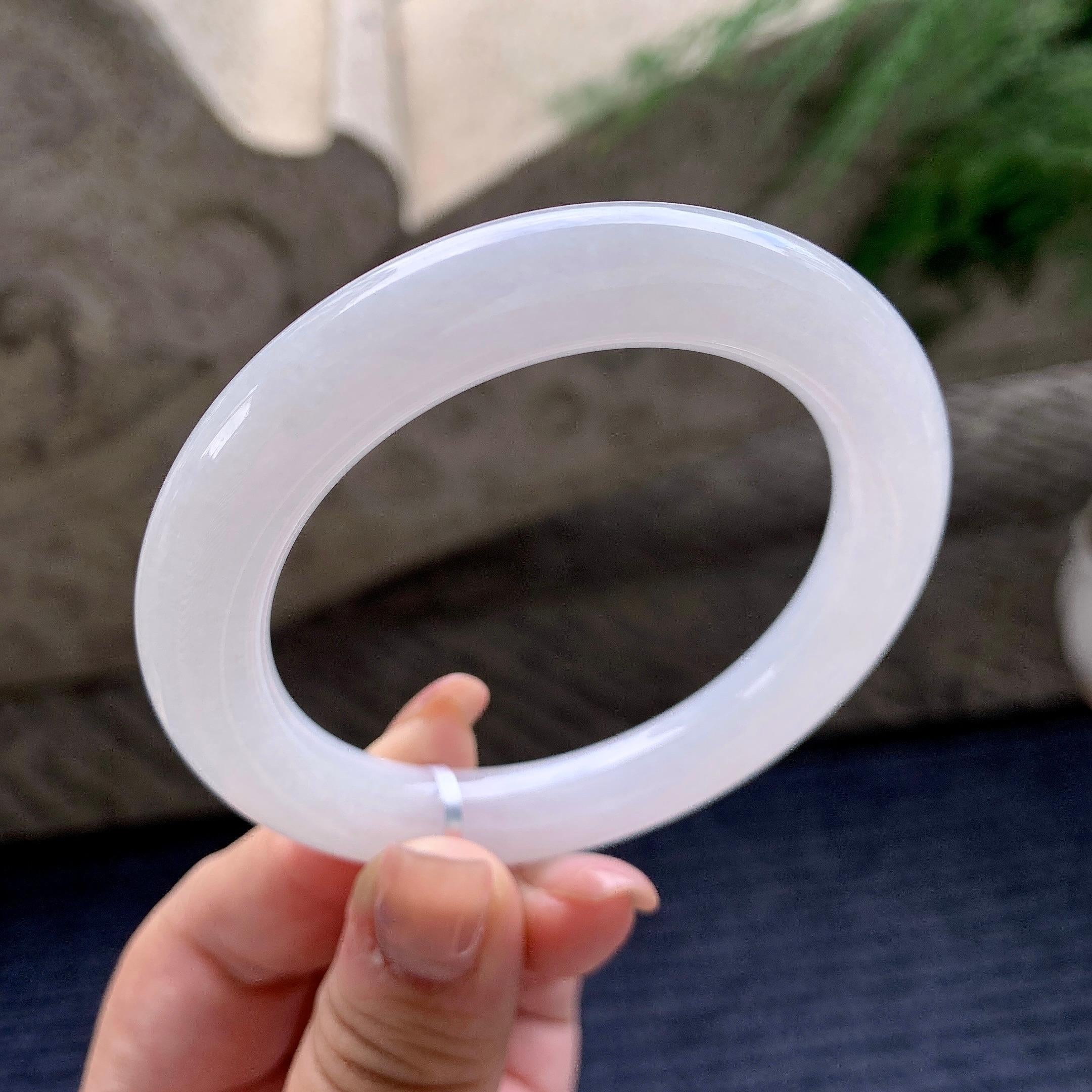 细糯种无色圆条手镯 56.4圈口 天然缅甸A货翡翠（yc536175）