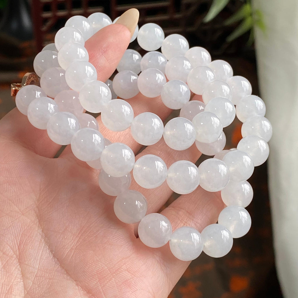 糯冰种白月光珠链（57颗）（yc194883）