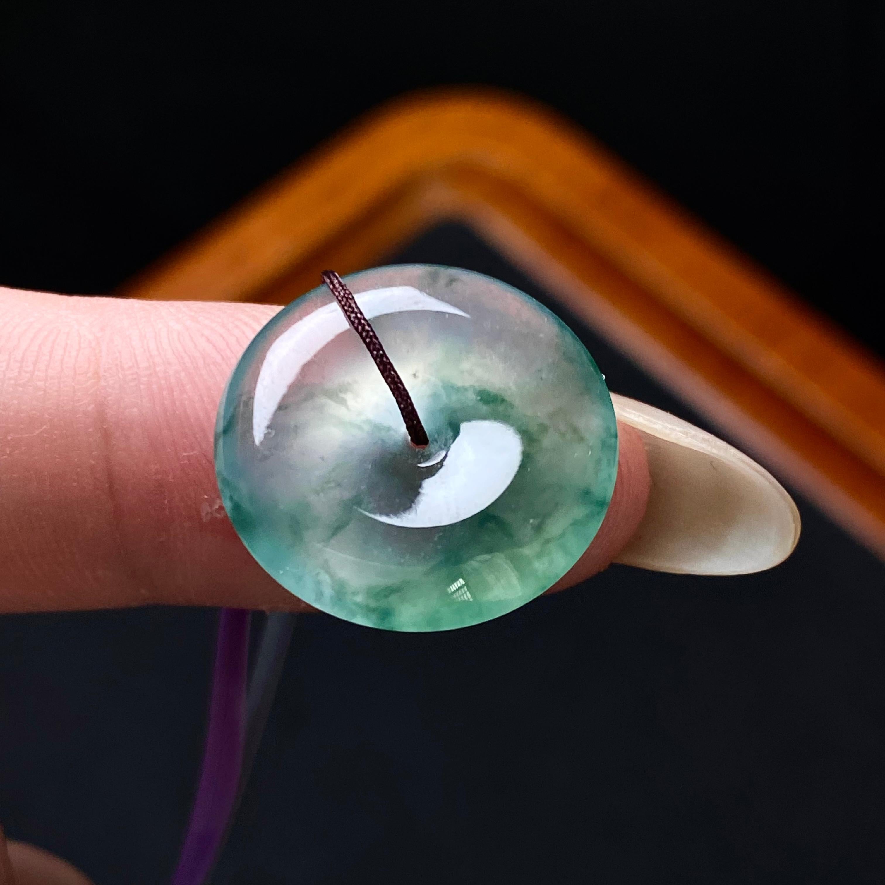 高冰种飘花平安扣吊坠（yc202317）