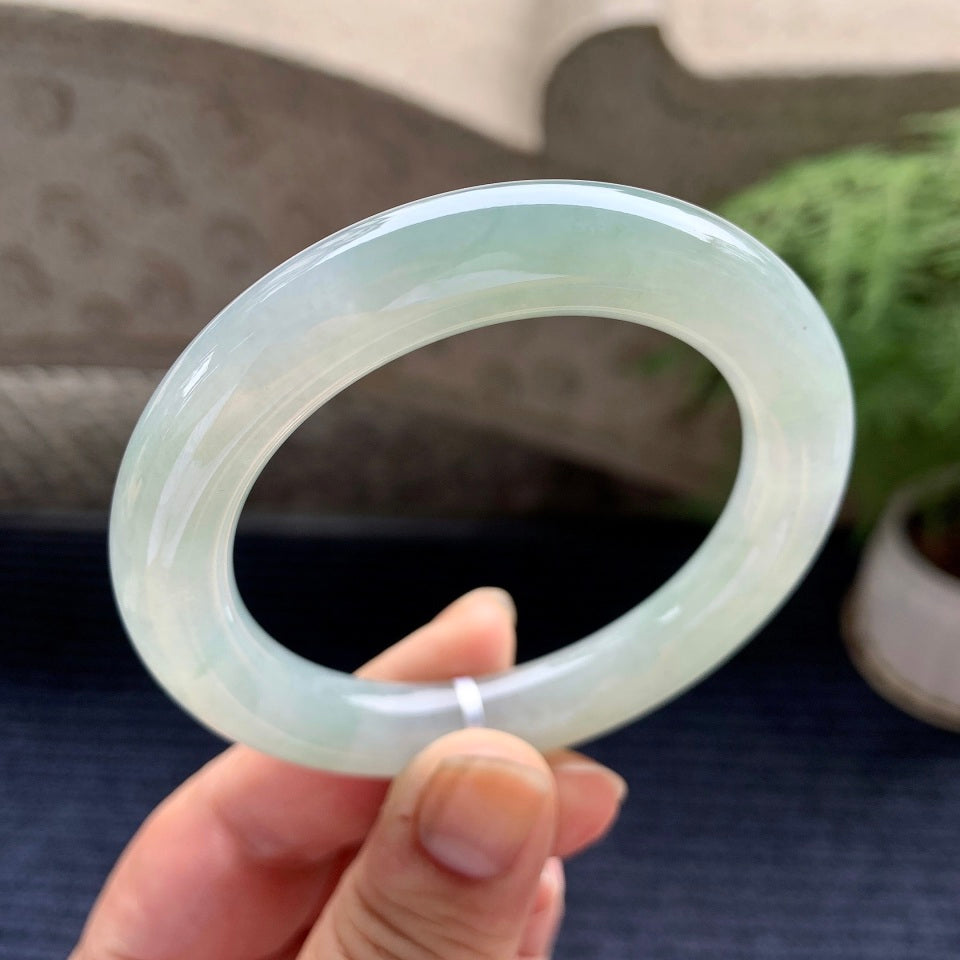 细糯种淡晴底圆条手镯（52.6mm）（yc088752）