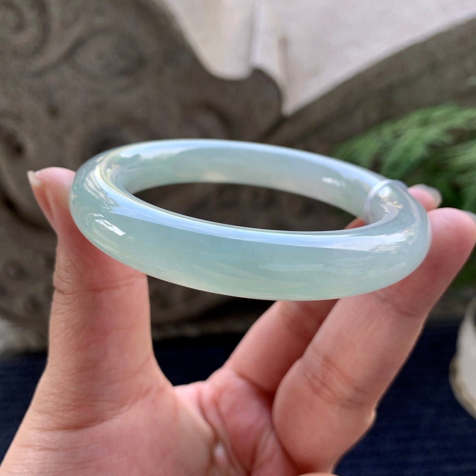 糯冰种晴水圆条手镯（55.3mm）（yc090491）