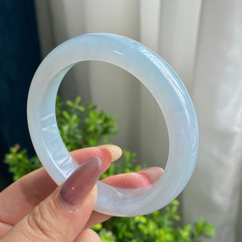 糯冰种天空蓝平安镯（54圈）（yc200590）