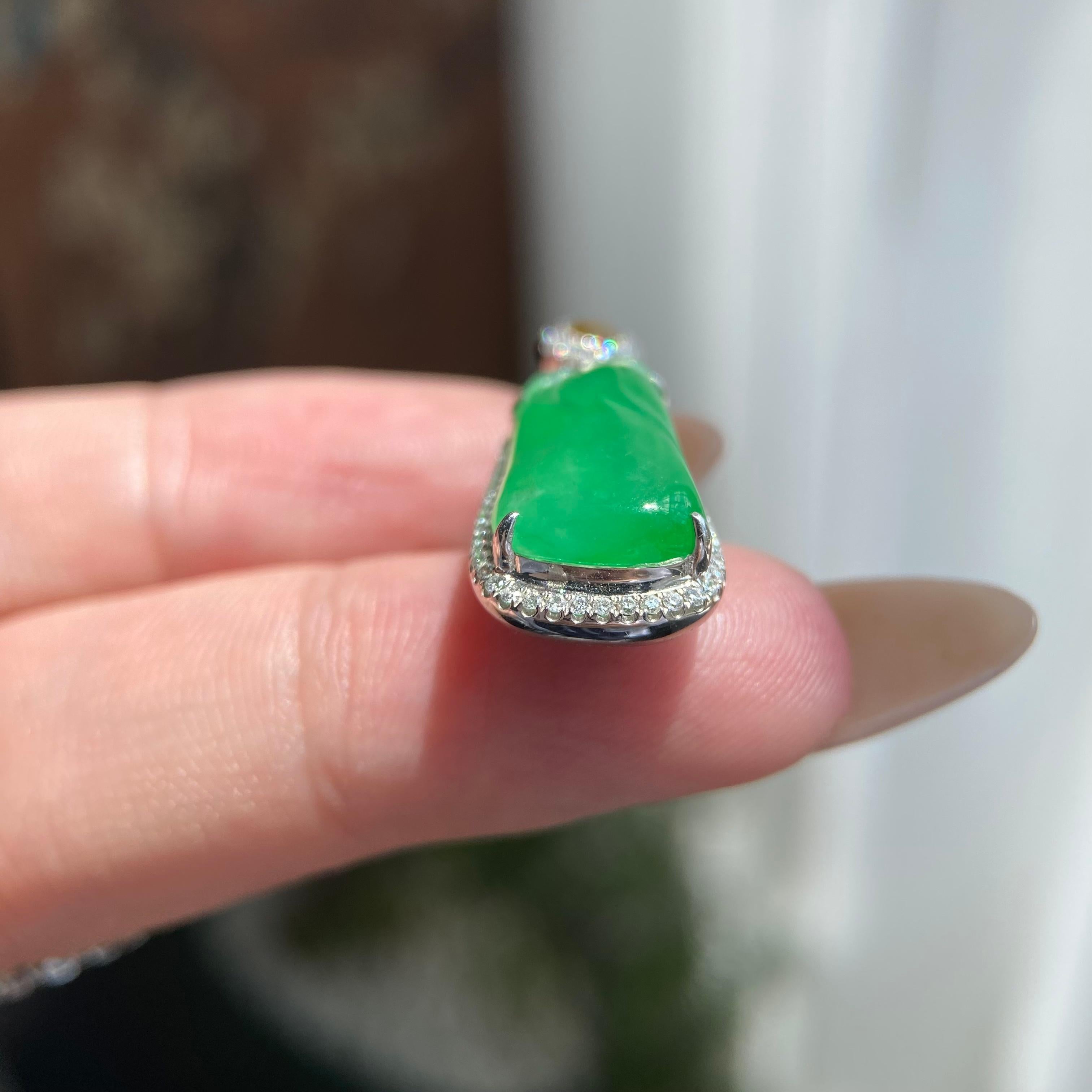 18k金钻镶冰种满绿福瓜吊坠（yc209959）