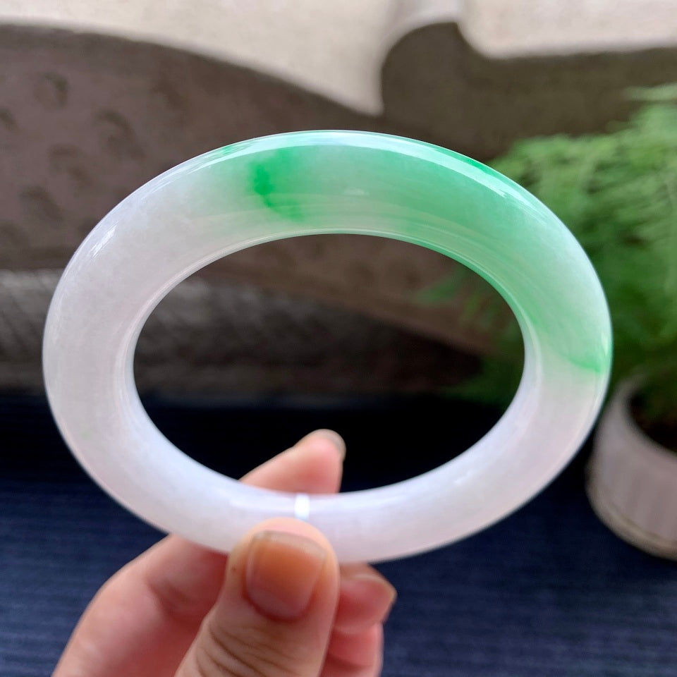 细糯种飘阳绿圆条手镯（58.3mm）（yc107275）