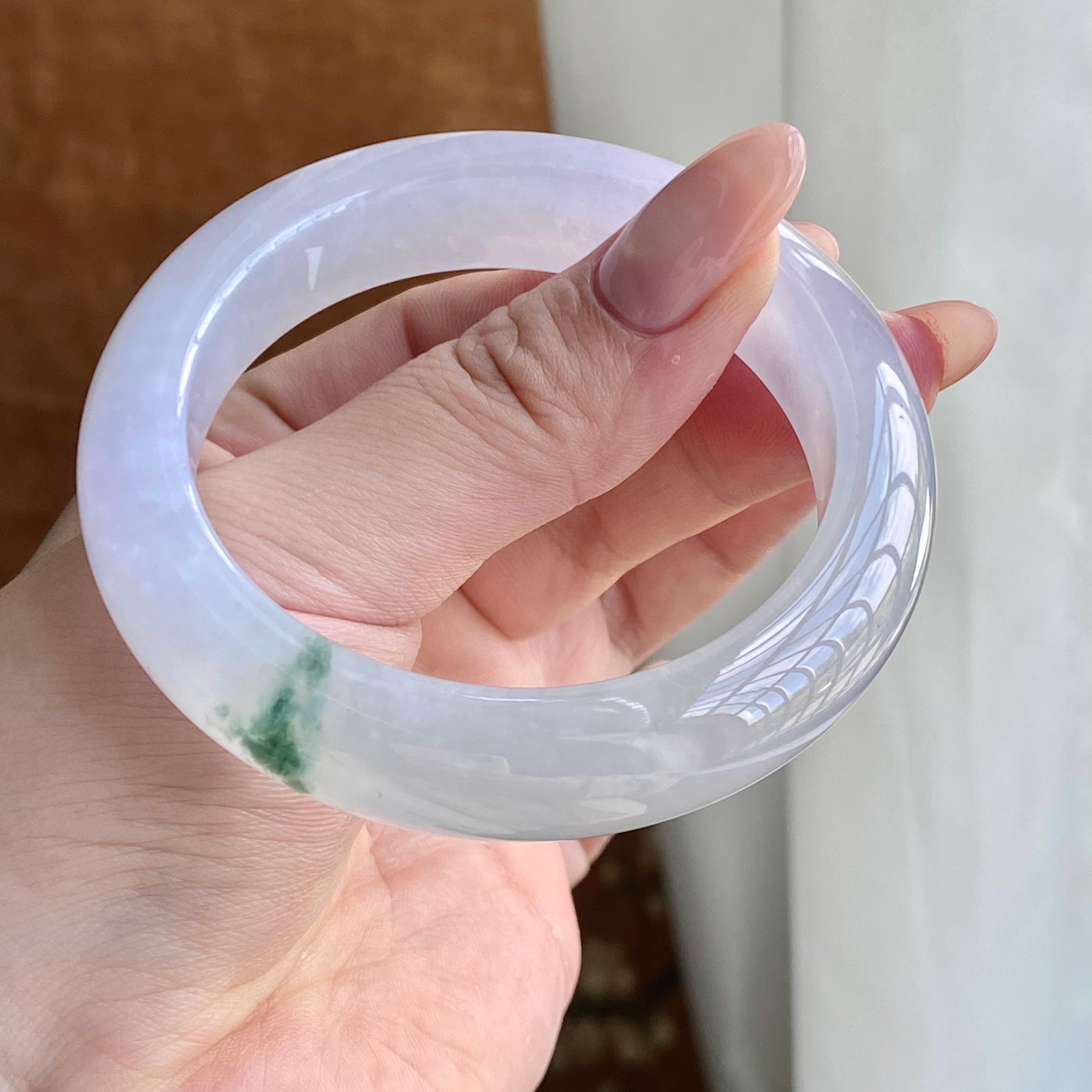 冰种淡春彩飘花平安镯（54圈）（yc228988）