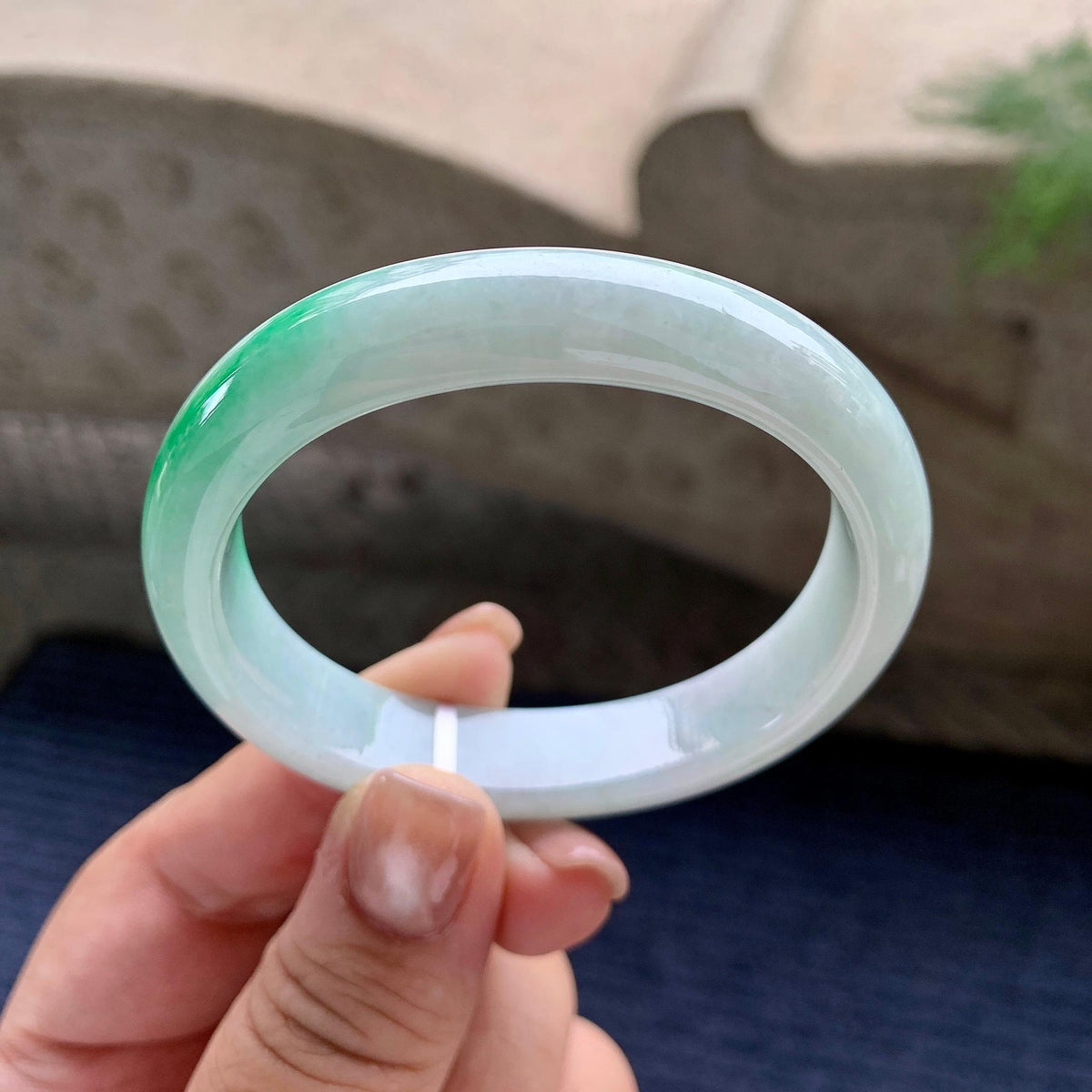 糯种白底青贵妃手镯 54圈口（yc707464）