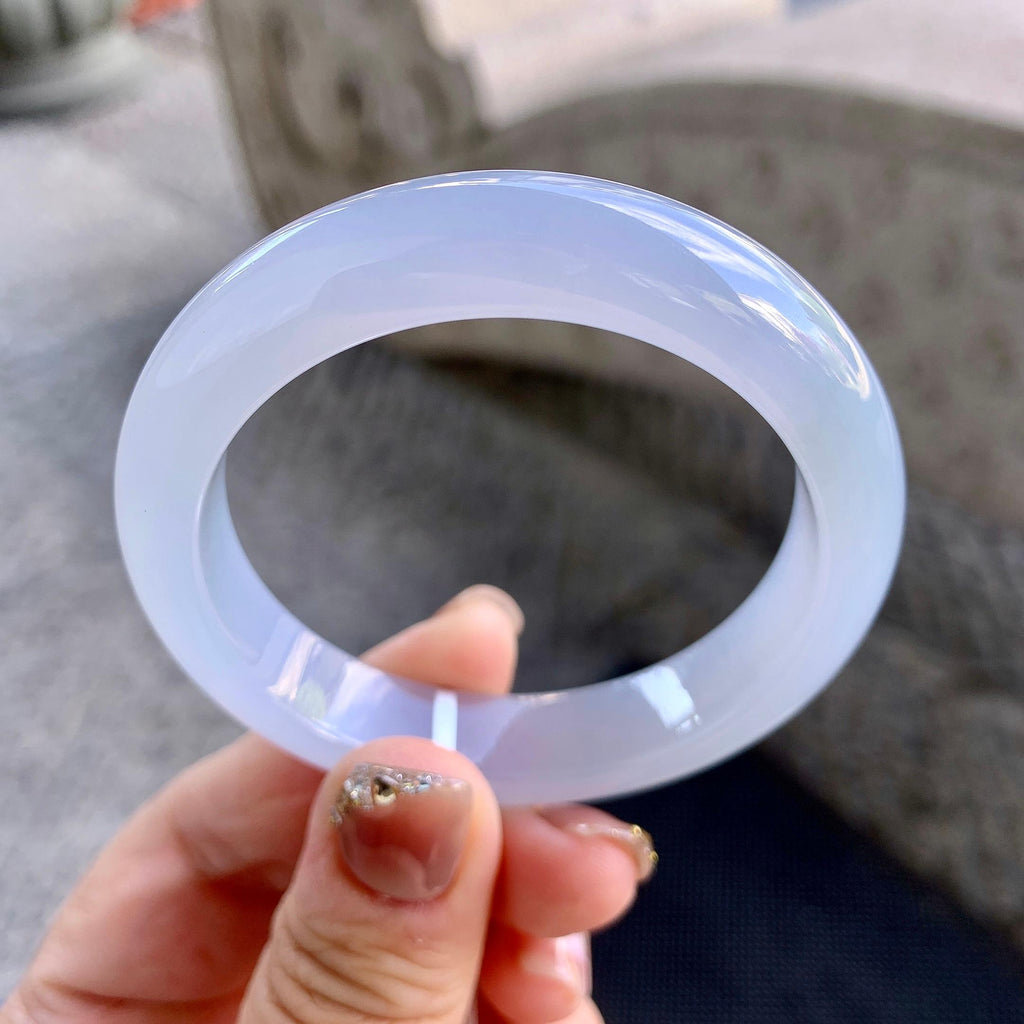 糯冰种淡紫底平安镯（50.2mm）（yc273596）