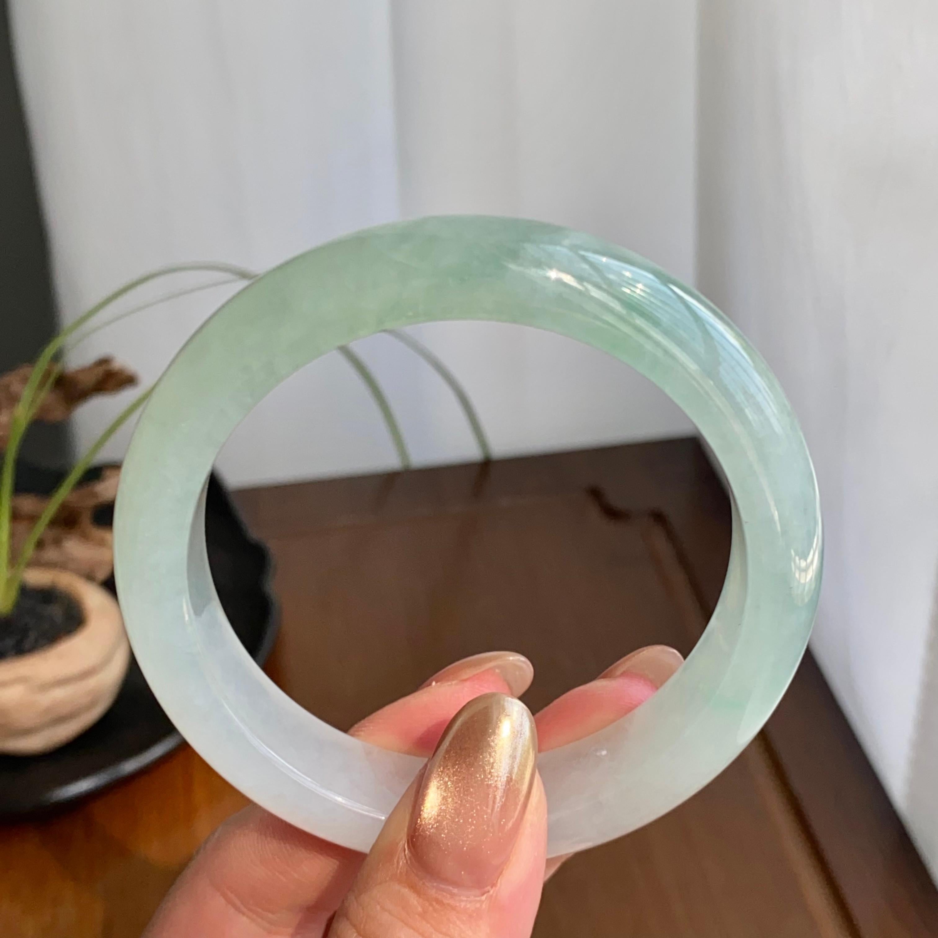 糯冰种半山水平安镯（56圈）（yc259104）