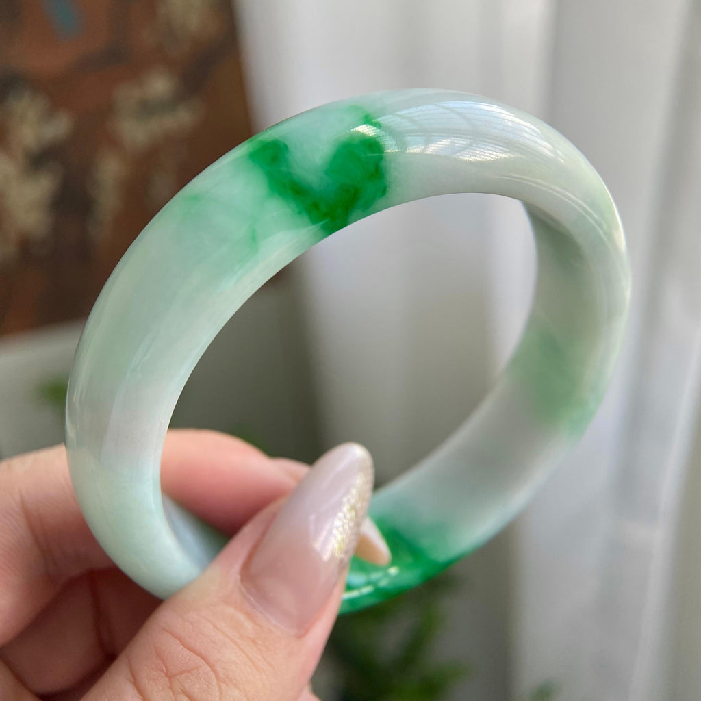 细糯种白底青平安镯（56圈）（yc211674）