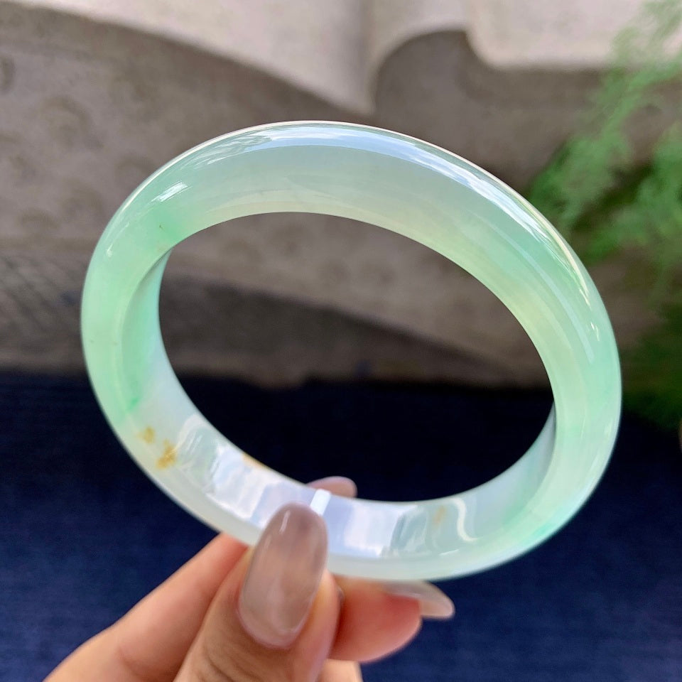 糯冰种晴水飘黄翡平安镯（58.8mm）（yc172334）