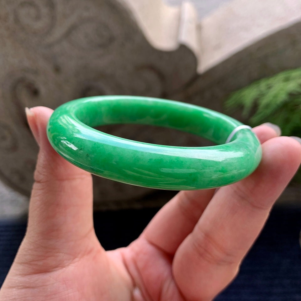 糯种满绿平安镯（55.3mm）（yc089894）