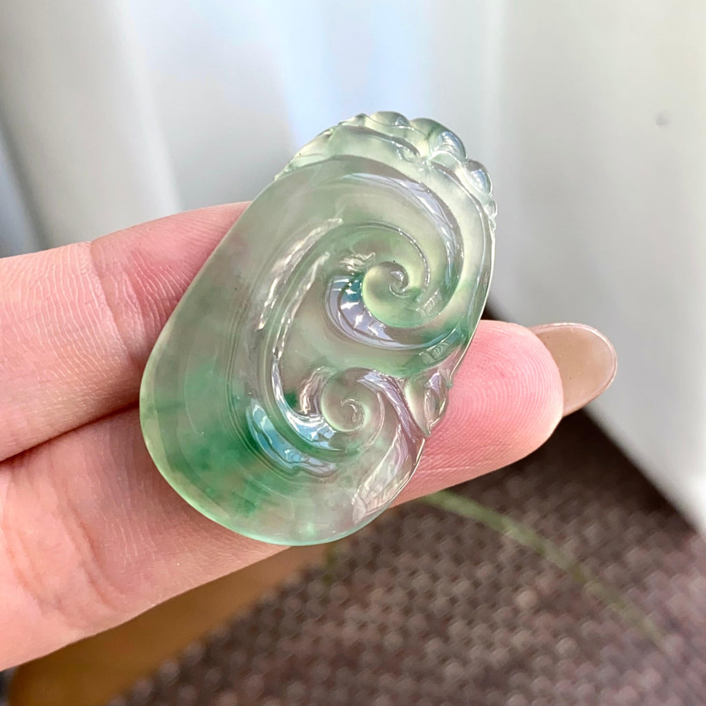 冰种飘花如意吊坠（yc265656）