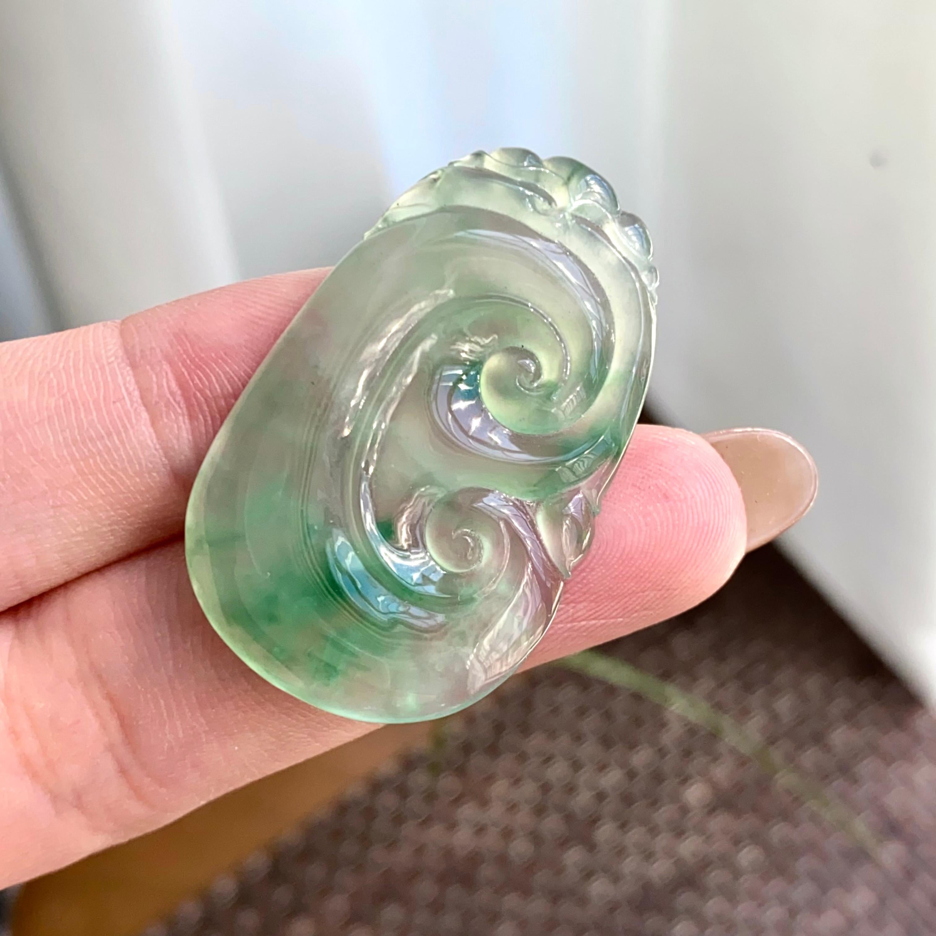 冰种飘花如意吊坠（yc265656）