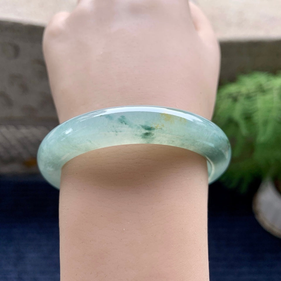 糯冰种飘花洒金平安镯（53mm）（yc089974）