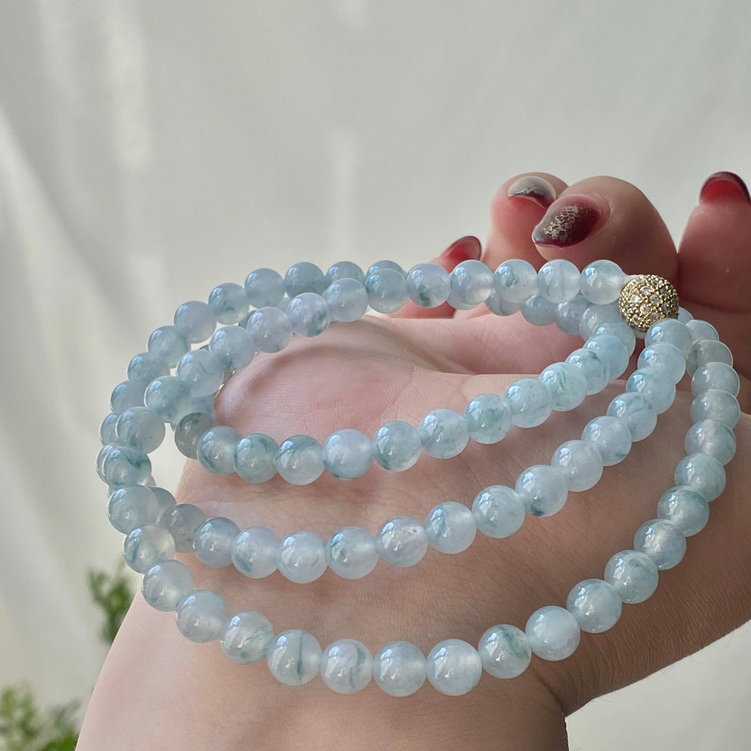 冰种蓝底飘花珠链（100颗）（yc213166）