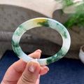 小圈口 细糯种黄翡飘蓝花圆条手镯 51.8圈口 天然缅甸A货翡翠（yc703338）