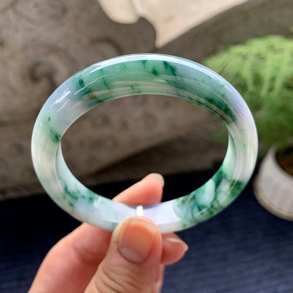 细糯种紫罗兰飘花平安镯（57mm）（yc090968）