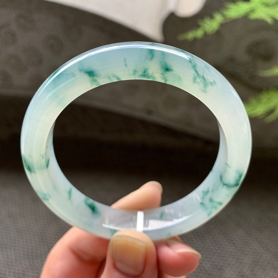 糯冰飘花平安镯（56.6mm）（yc029707）