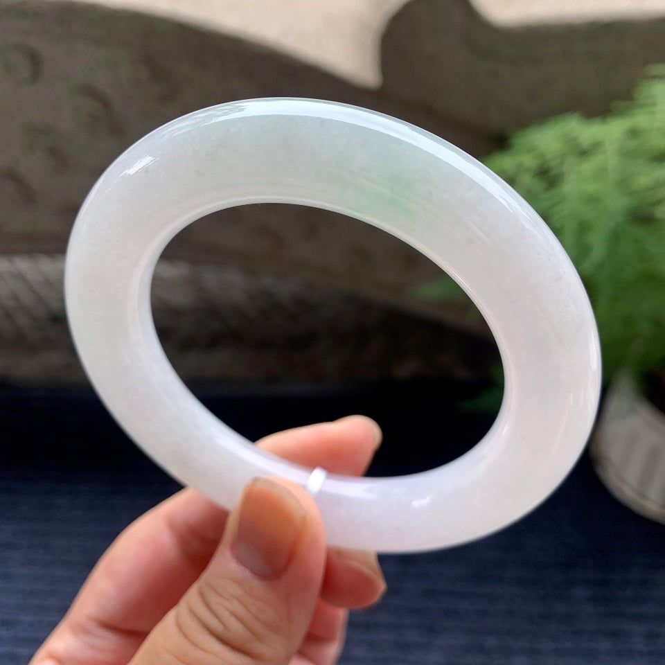 细糯种飘绿圆条手镯（57mm）（yc101928）