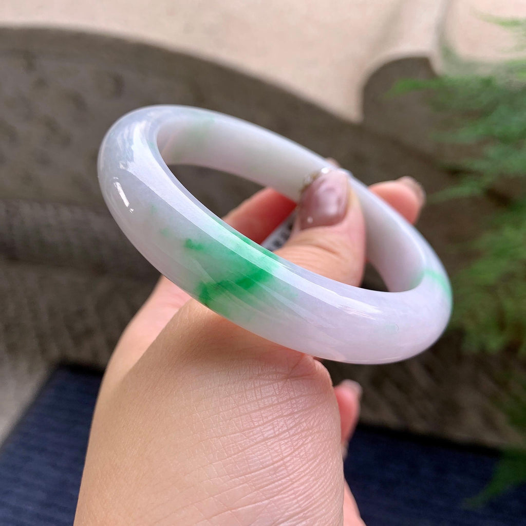 糯种飘翠绿平安镯（58.7mm）（yc277155）
