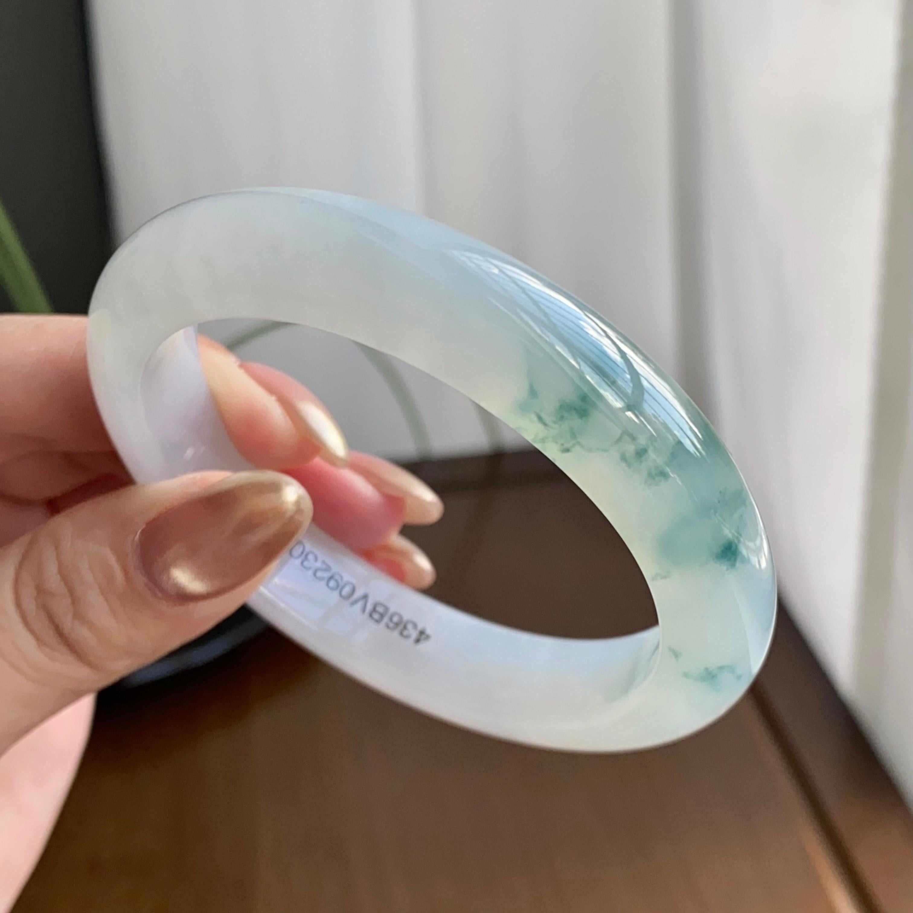 糯冰种飘花平安镯（57圈）（yc258983）