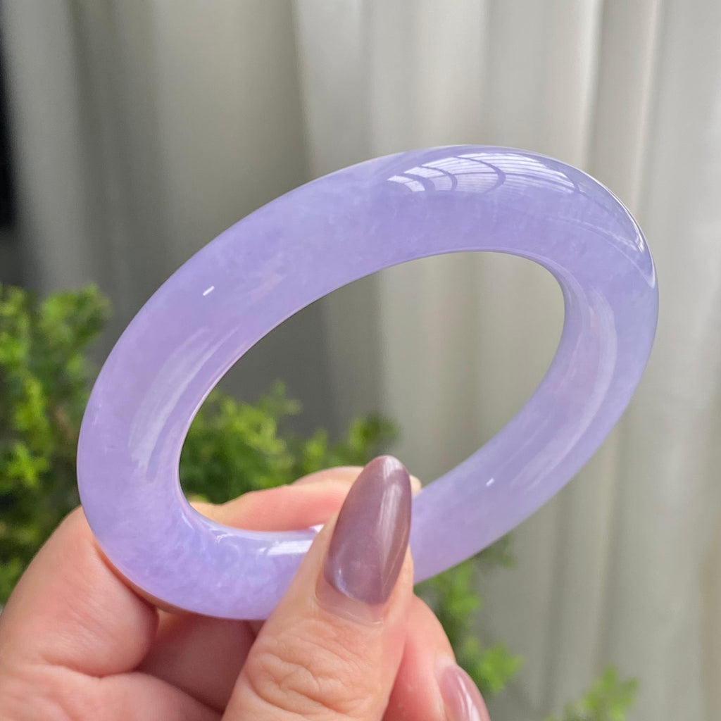 糯冰种紫罗兰圆条手镯（55圈）（yc199711）