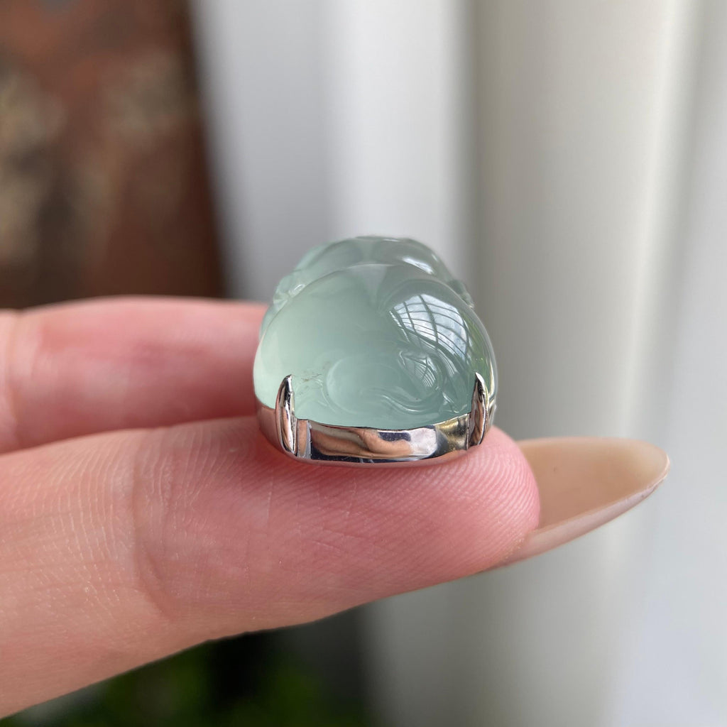 18k金钻镶冰种晴底貔貅吊坠（yc209938）