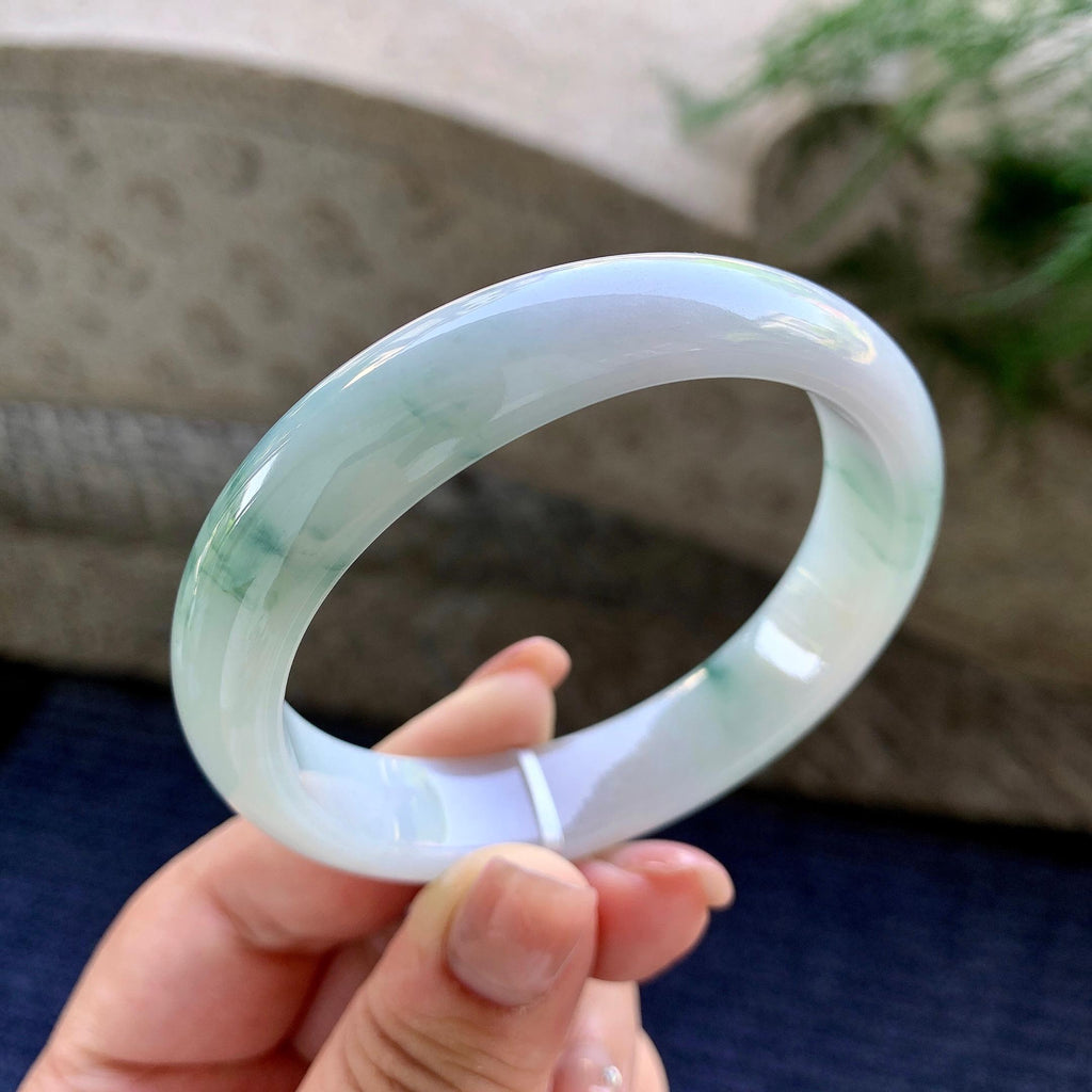 细糯种飘蓝花贵妃手镯 57圈口 天然缅甸A货翡翠（yc501084）