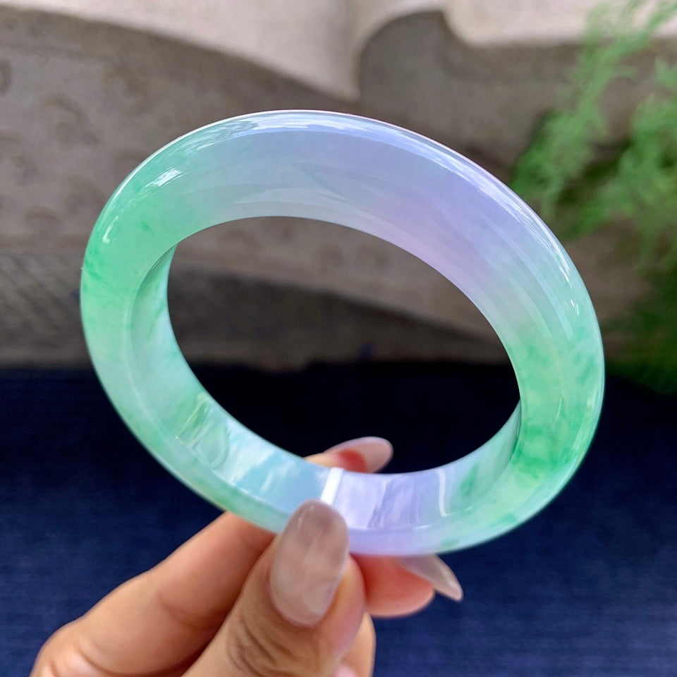 糯冰种春彩平安镯（55mm）（yc172336）