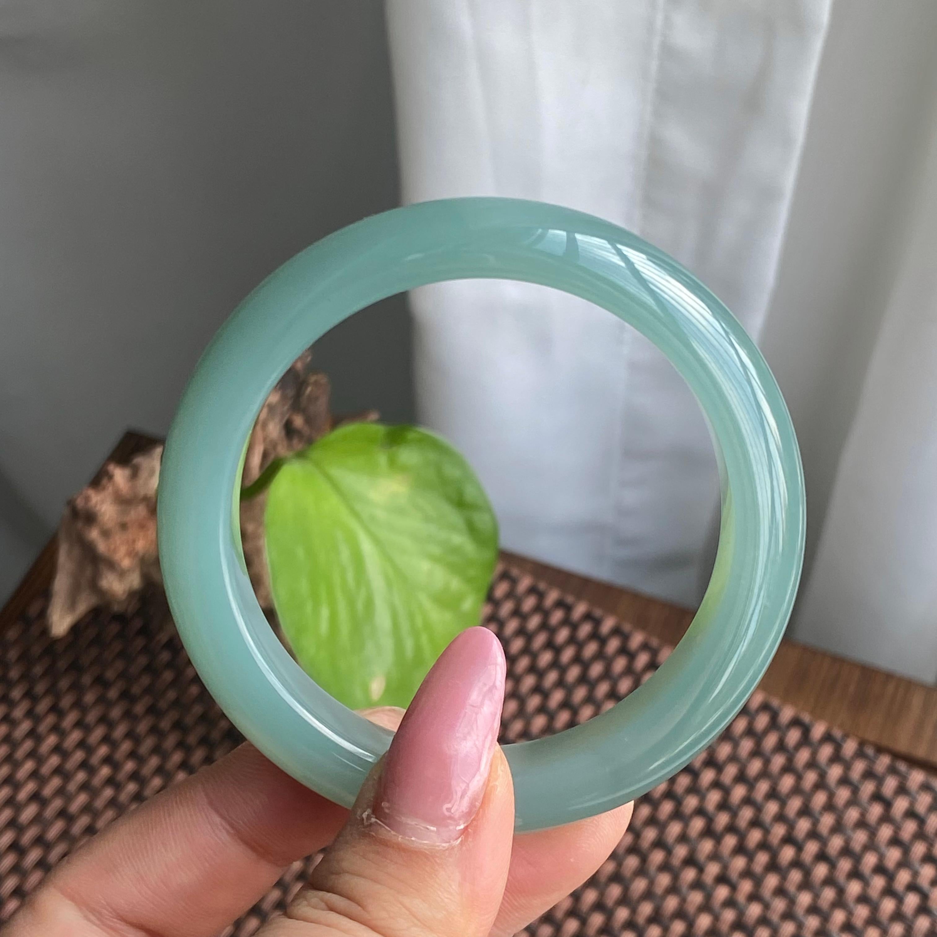 细糯种湖水绿正圈手镯（56）（yc280816）