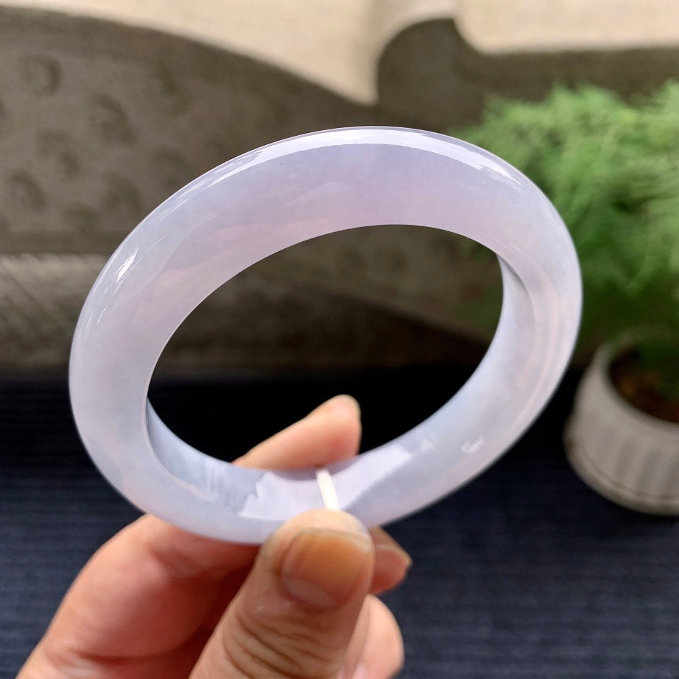 糯冰种淡紫罗兰平安镯（57.4mm）（yc081788）