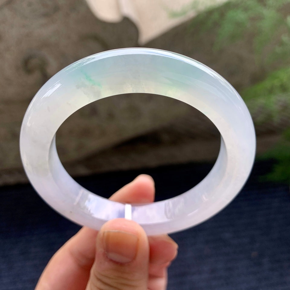 糯冰种淡春彩平安镯（55mm）（yc175880）