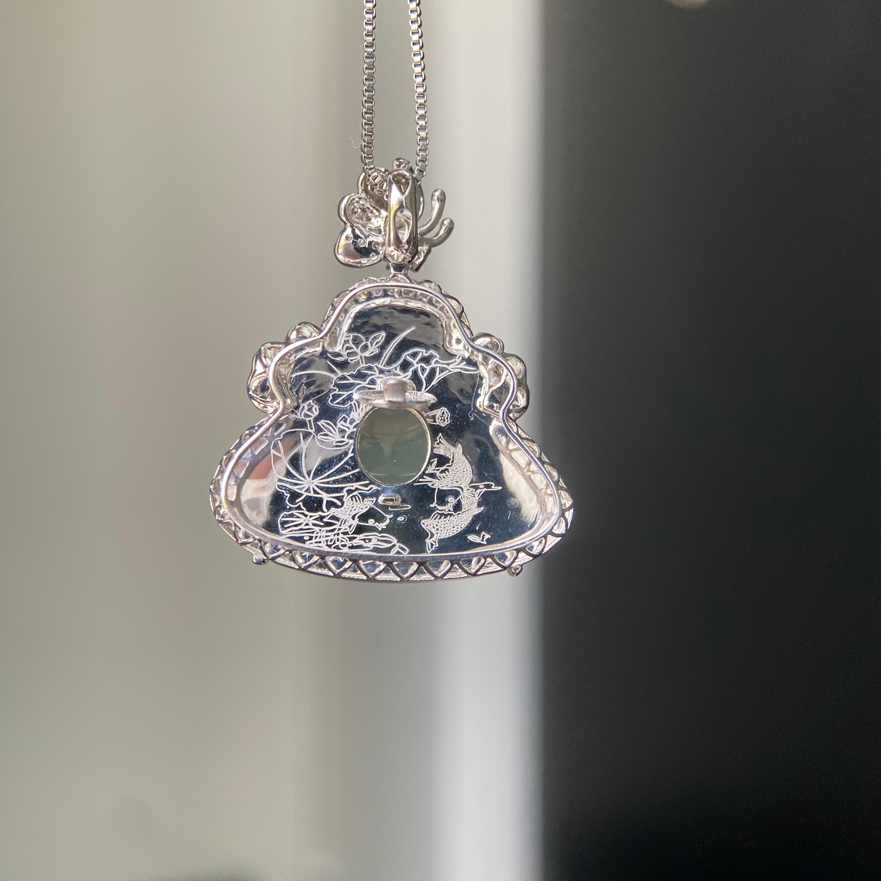 18k金钻镶冰种黄加绿财神吊坠（yc217114）