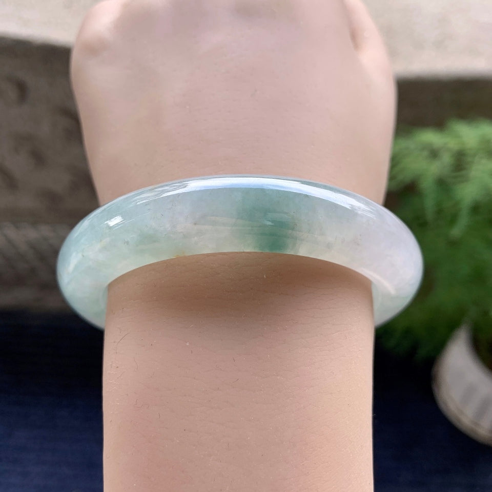 糯冰种飘花平安镯（56mm）（yc096579）