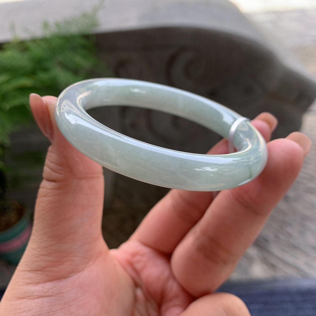 小圈口 细糯种晴底圆条手镯 52圈口 天然缅甸A货翡翠（yc501354）